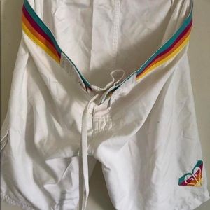 Roxy Board Shorts white with Multi color logo good condition